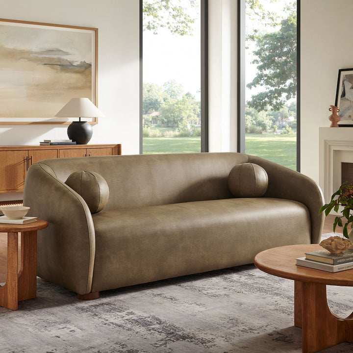 Holland 85" Vegan Leather Sofa in Mushroom