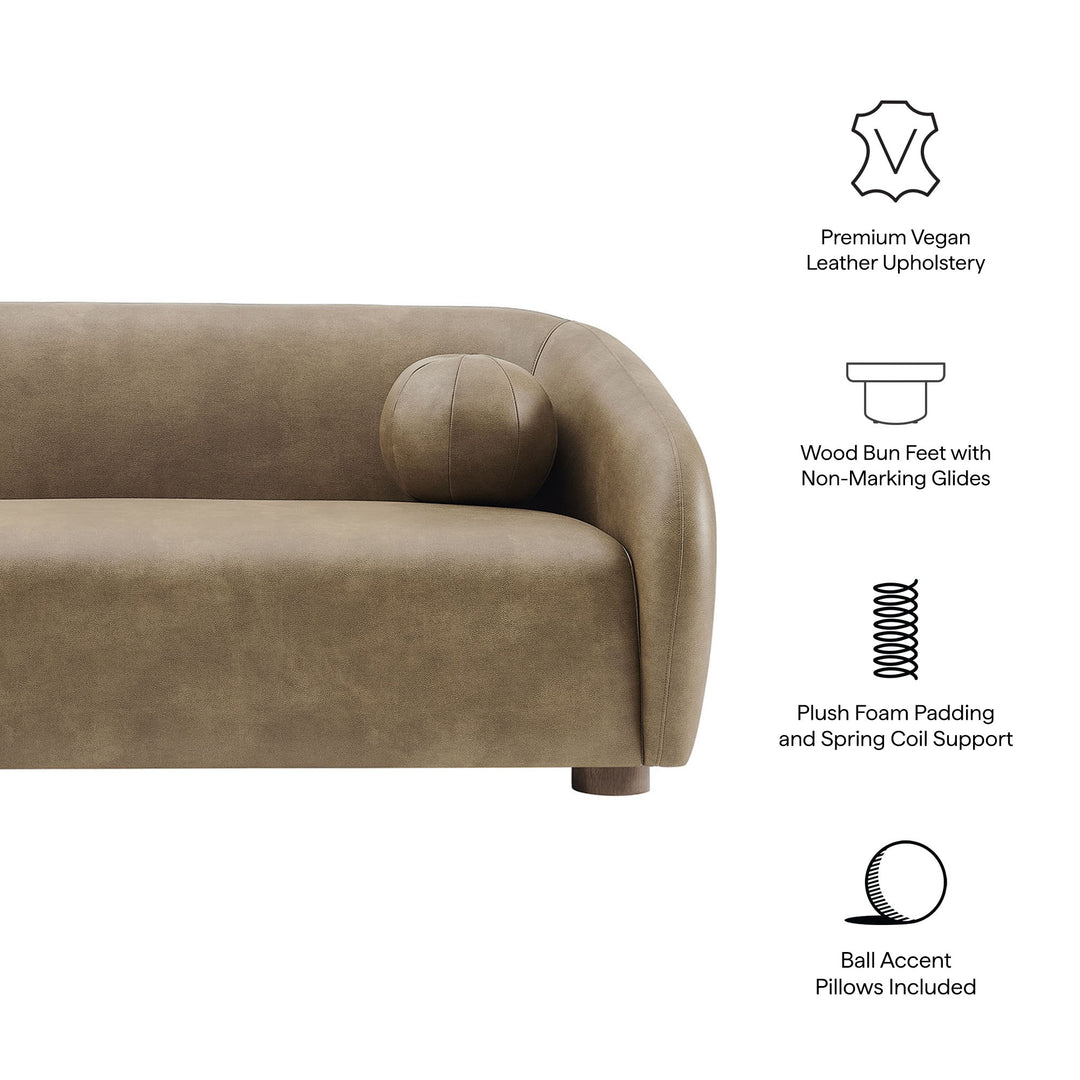 Holland 85" Vegan Leather Sofa in Mushroom