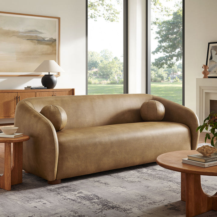 Holland 85" Vegan Leather Sofa in Toast