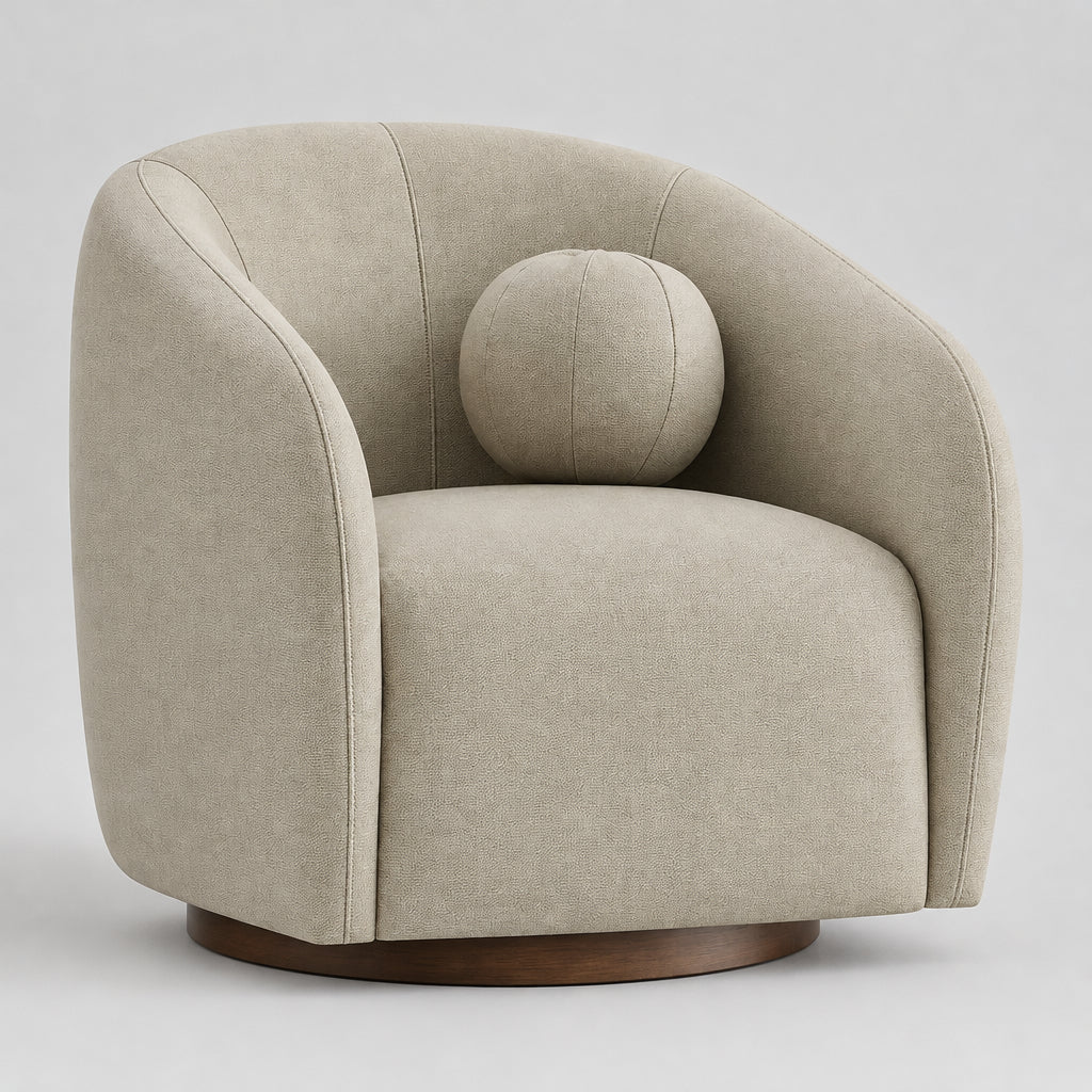 Holland Swivel Vegan Leather Armchair in Mineral
