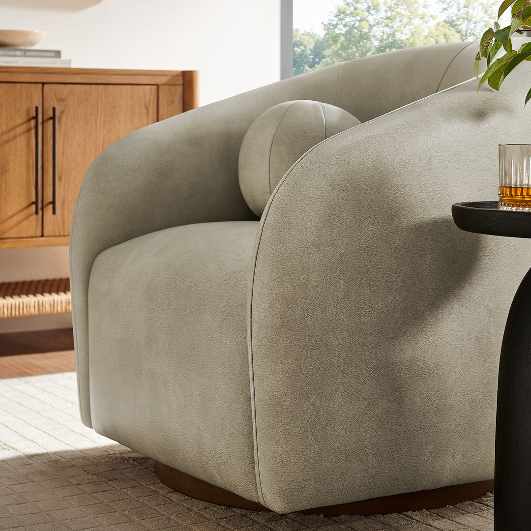 Holland Swivel Vegan Leather Armchair in Mineral