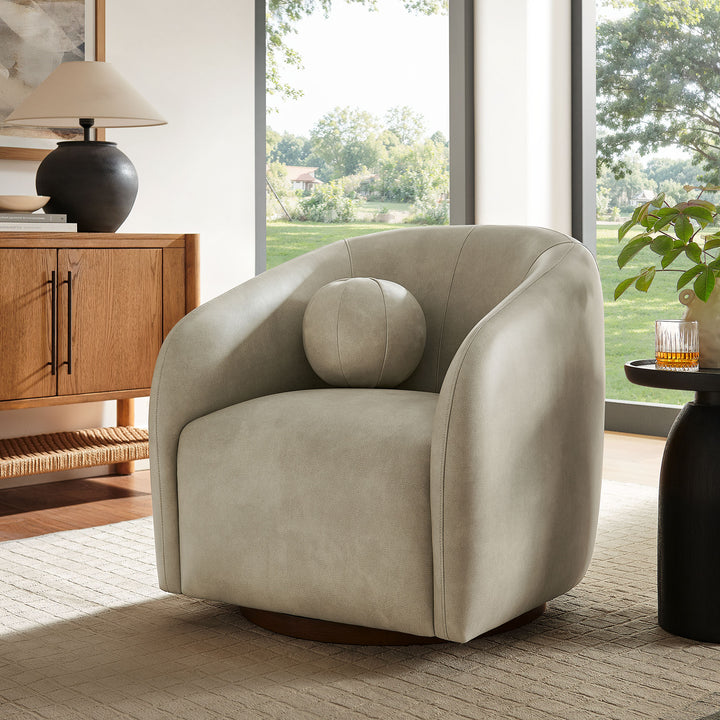 Holland Swivel Vegan Leather Armchair in Mineral