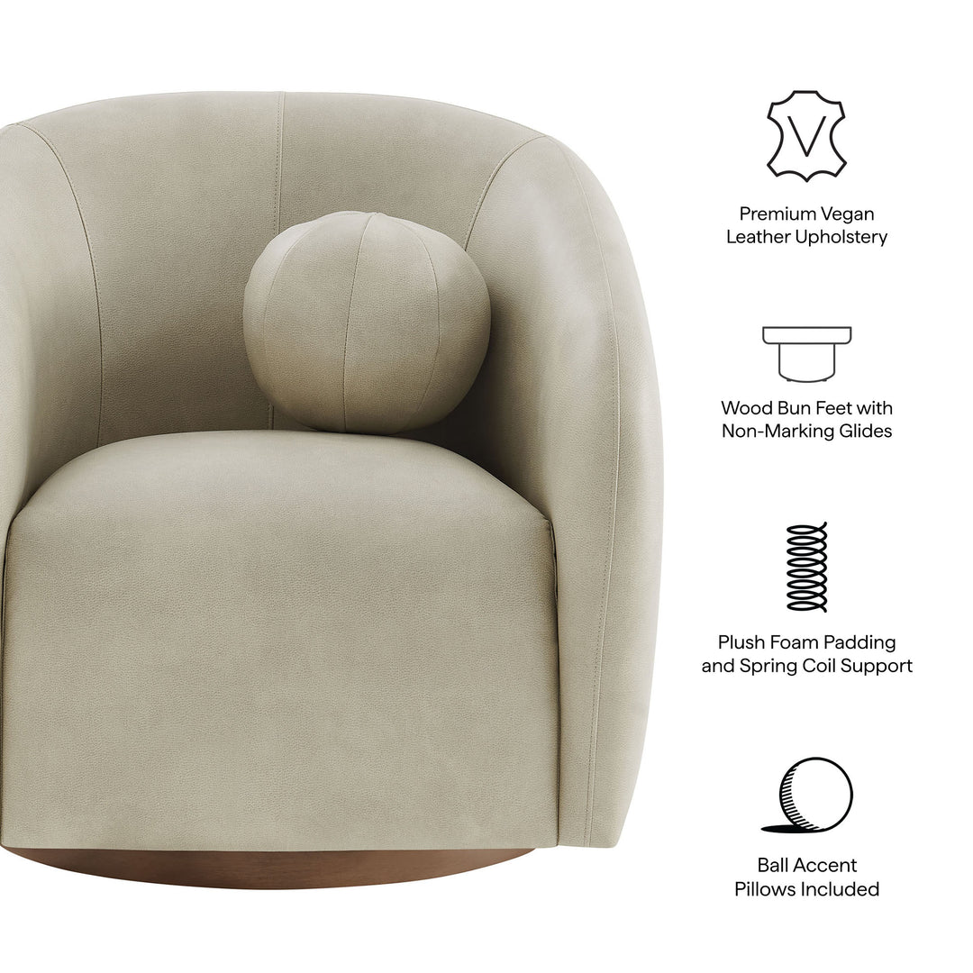 Holland Swivel Vegan Leather Armchair in Mineral