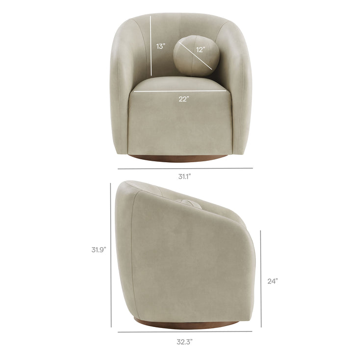 Holland Swivel Vegan Leather Armchair in Mineral