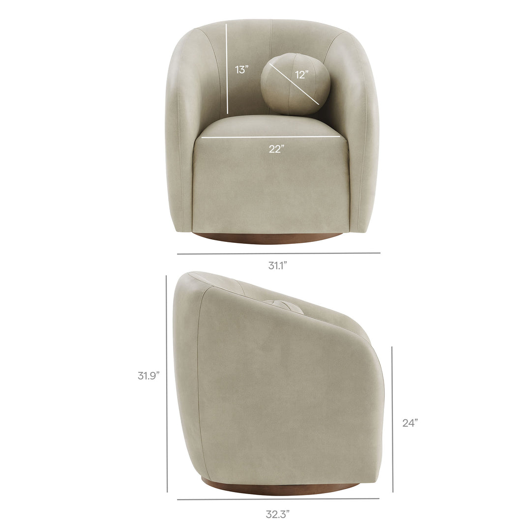 Holland Swivel Vegan Leather Armchair in Mineral