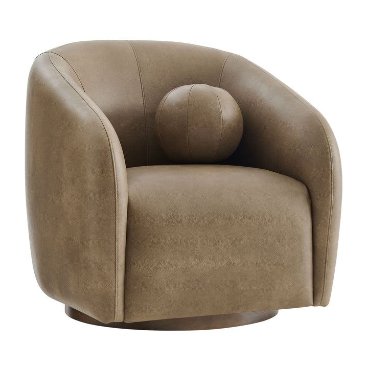 Holland Swivel Vegan Leather Armchair in Mushroom