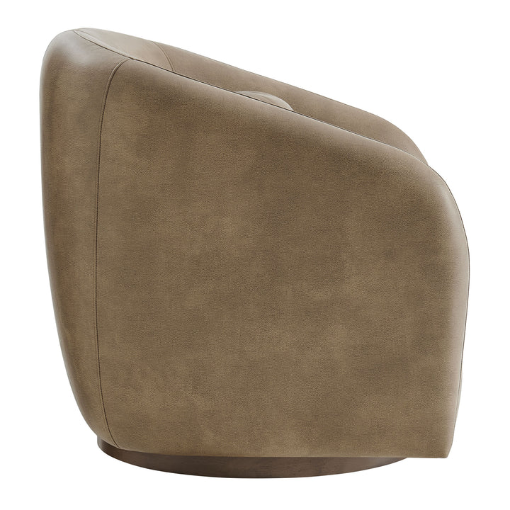 Holland Swivel Vegan Leather Armchair in Mushroom