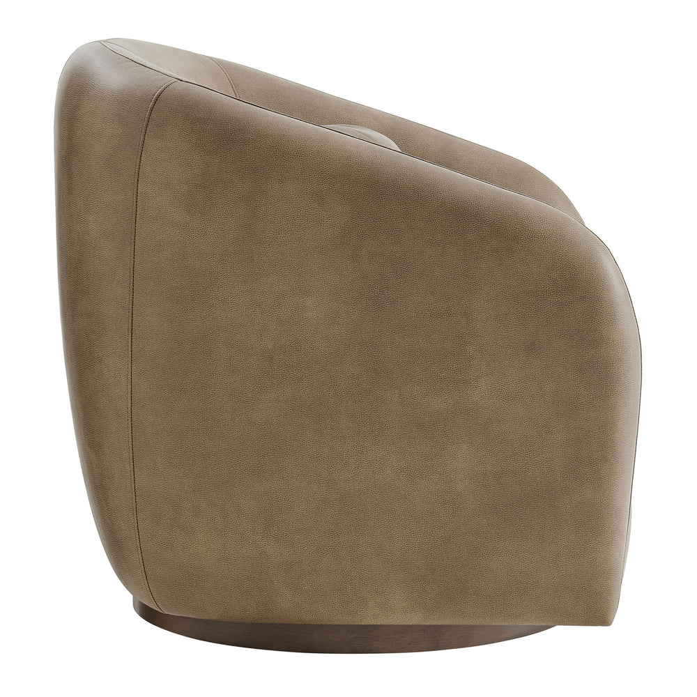 Holland Swivel Vegan Leather Armchair in Mushroom