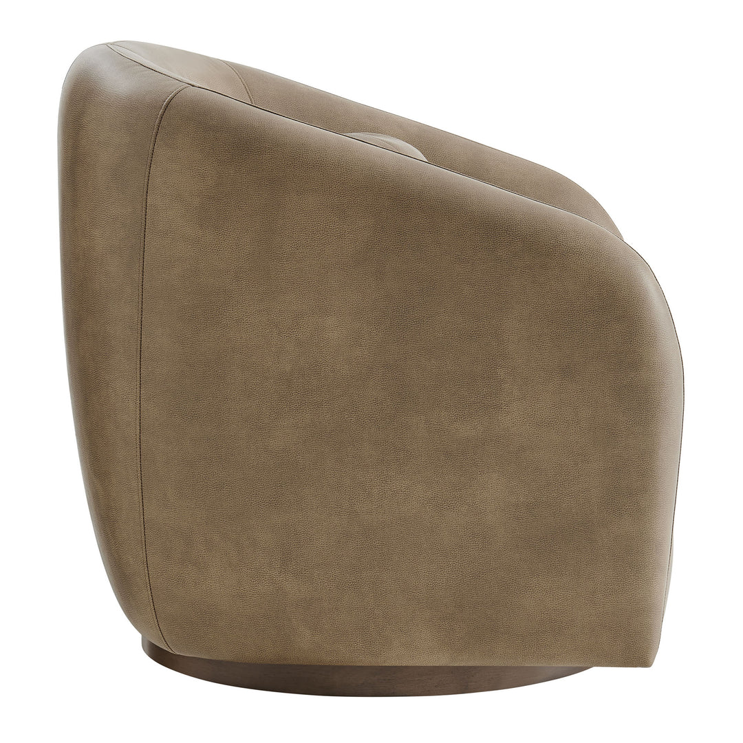 Holland Swivel Vegan Leather Armchair in Mushroom