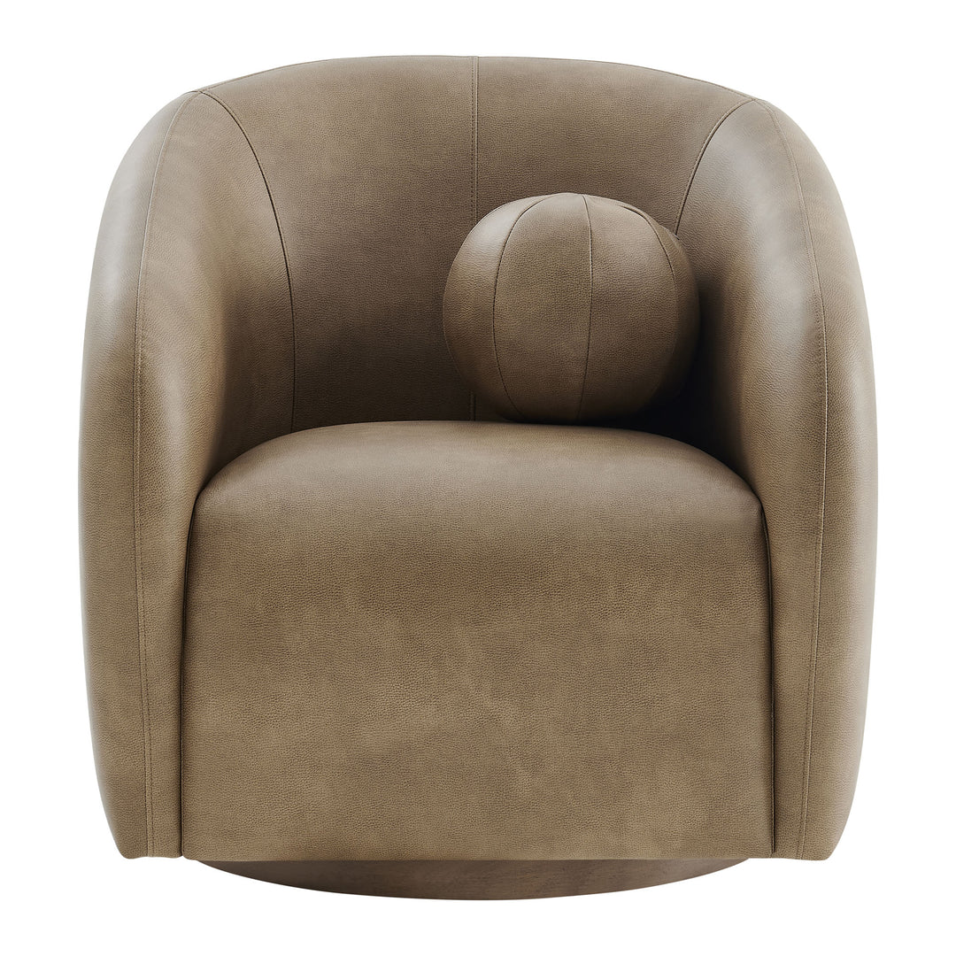 Holland Swivel Vegan Leather Armchair in Mushroom