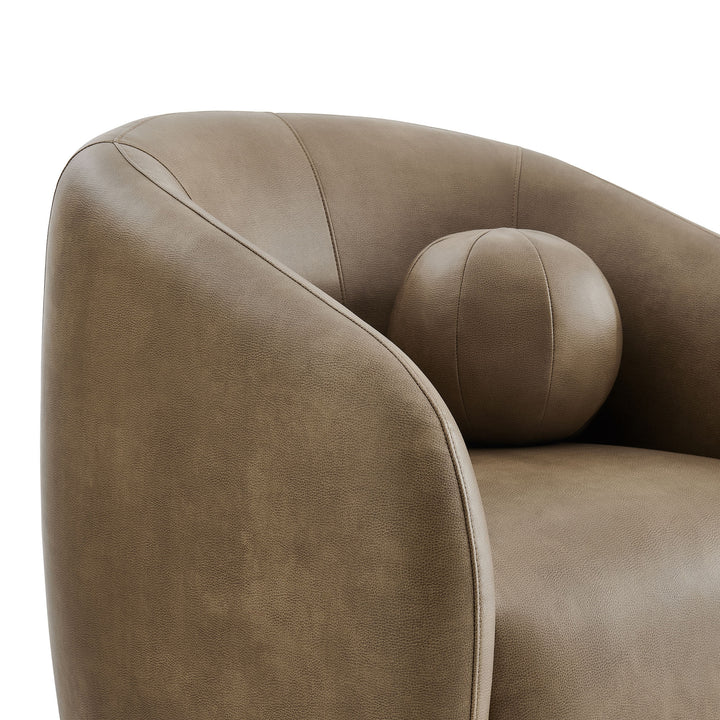 Holland Swivel Vegan Leather Armchair in Mushroom