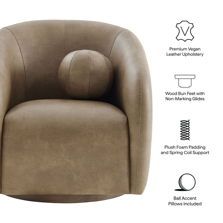Holland Swivel Vegan Leather Armchair in Mushroom