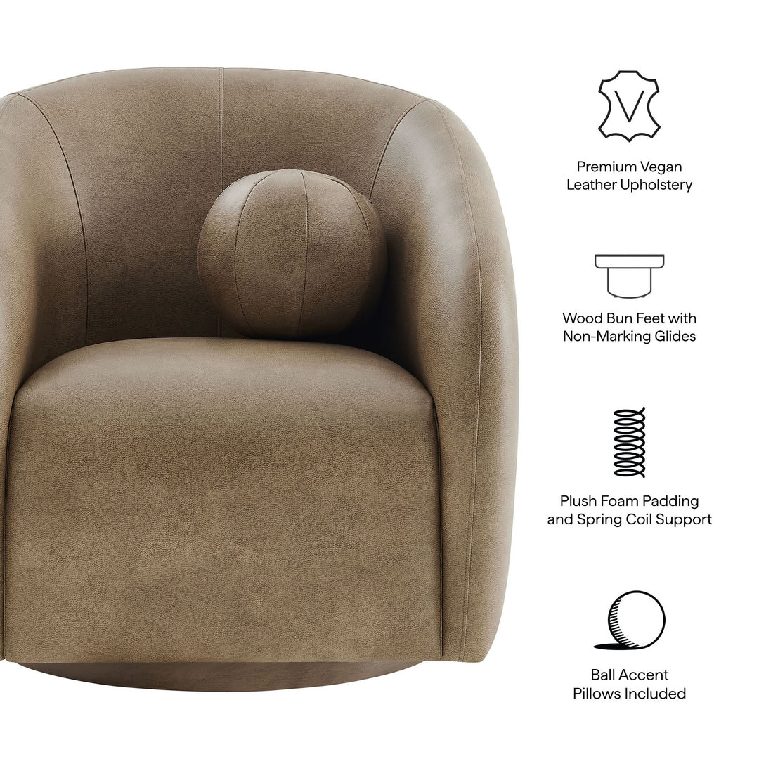 Holland Swivel Vegan Leather Armchair in Mushroom
