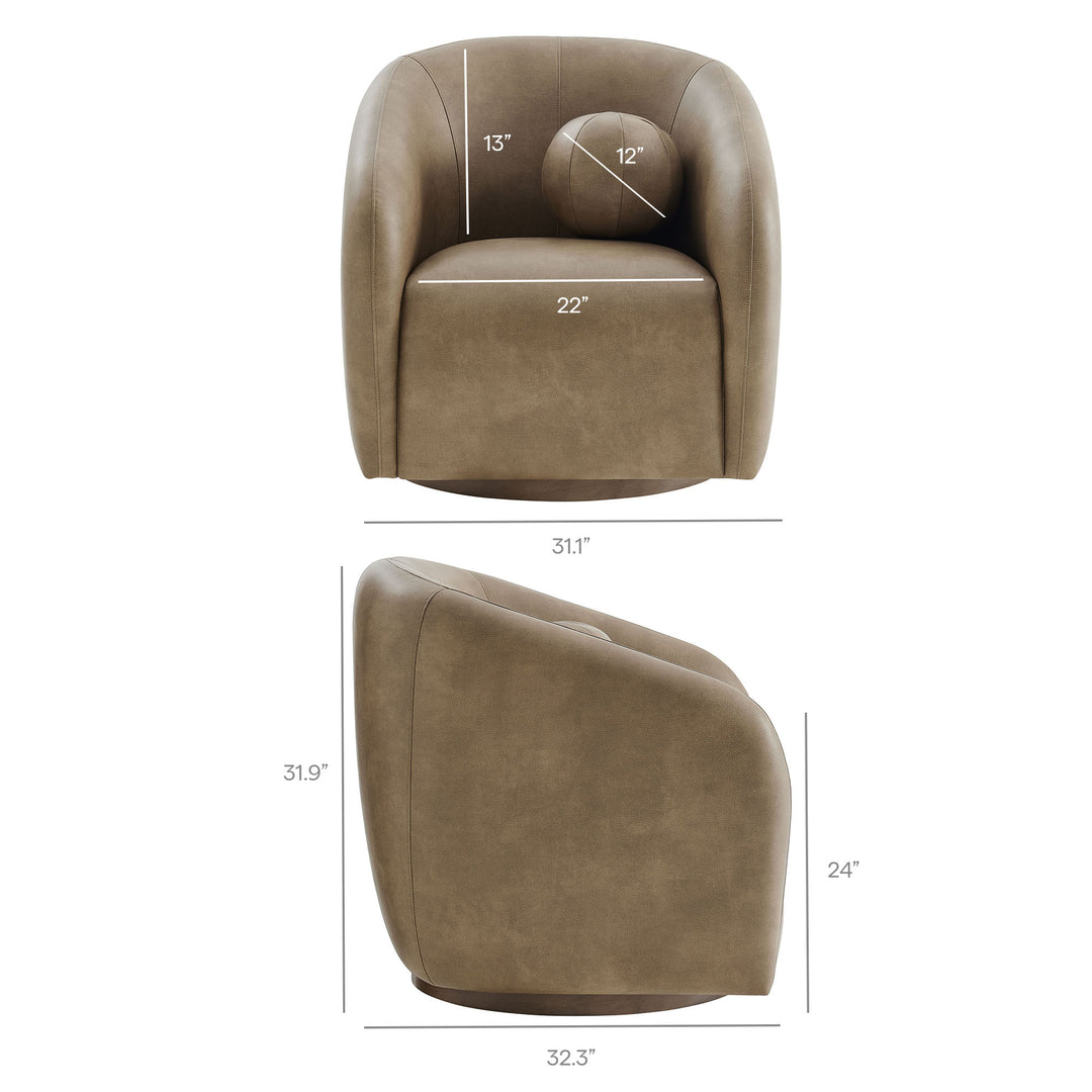 Holland Swivel Vegan Leather Armchair in Mushroom