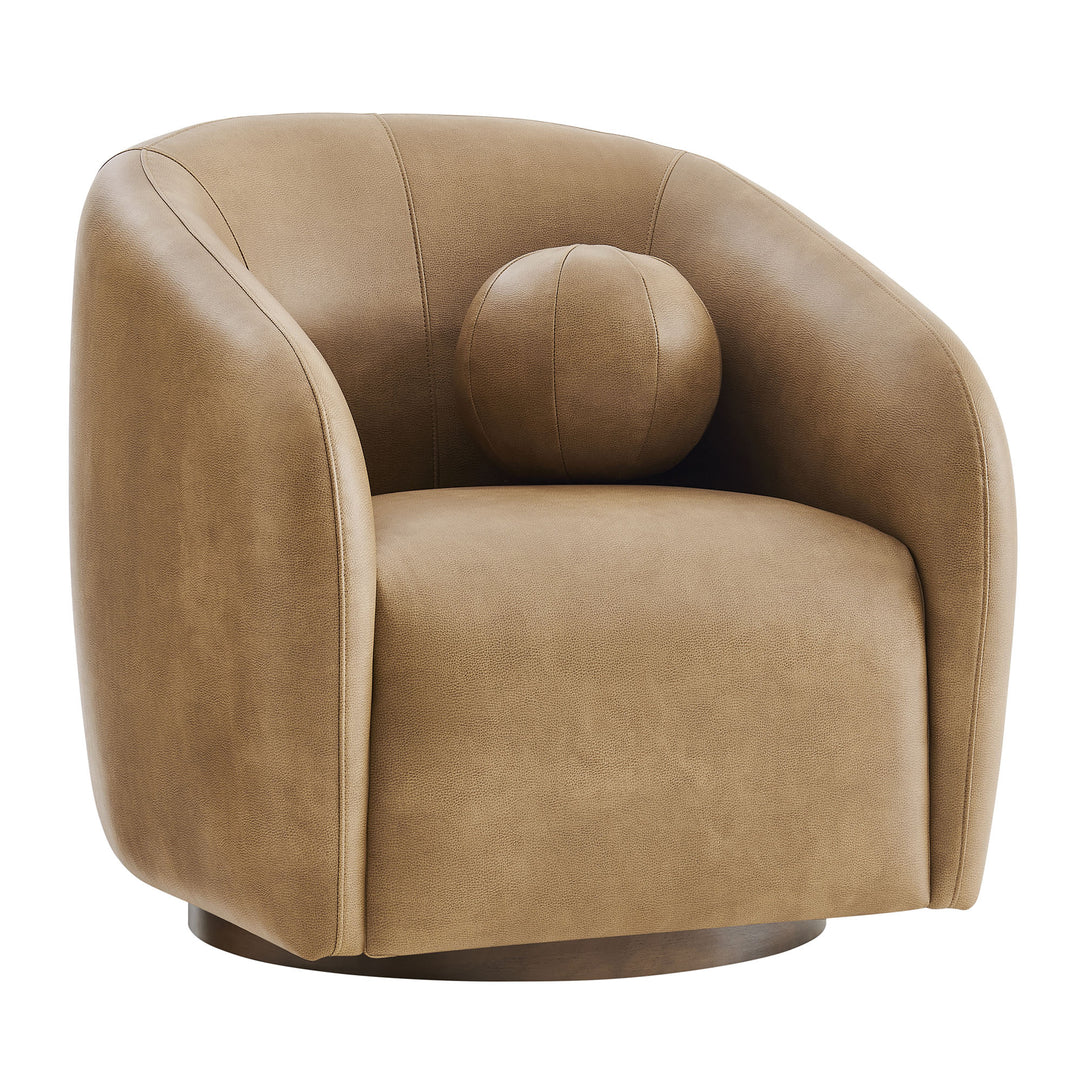Holland Swivel Vegan Leather Armchair in Toast