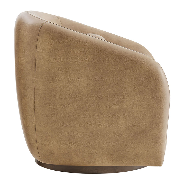 Holland Swivel Vegan Leather Armchair in Toast
