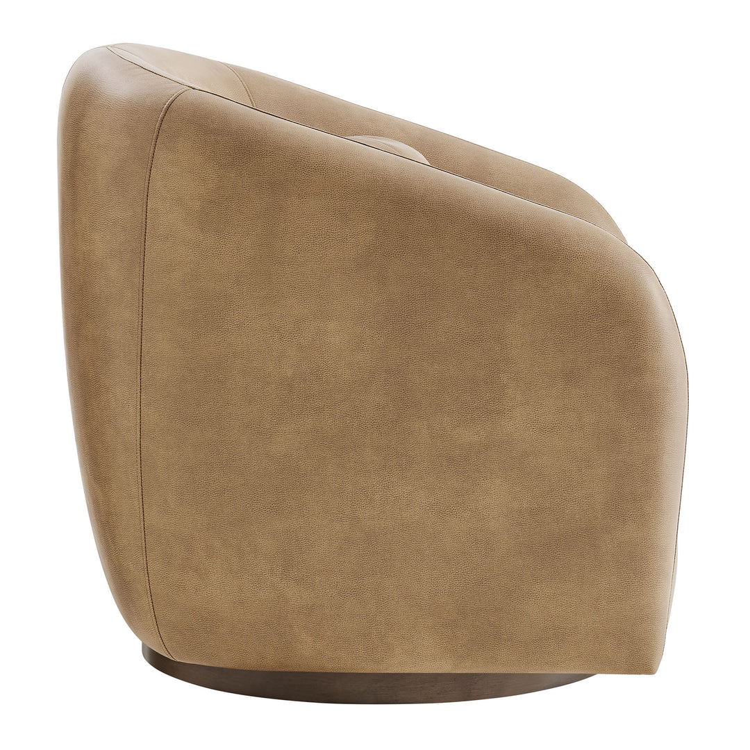 Holland Swivel Vegan Leather Armchair in Toast