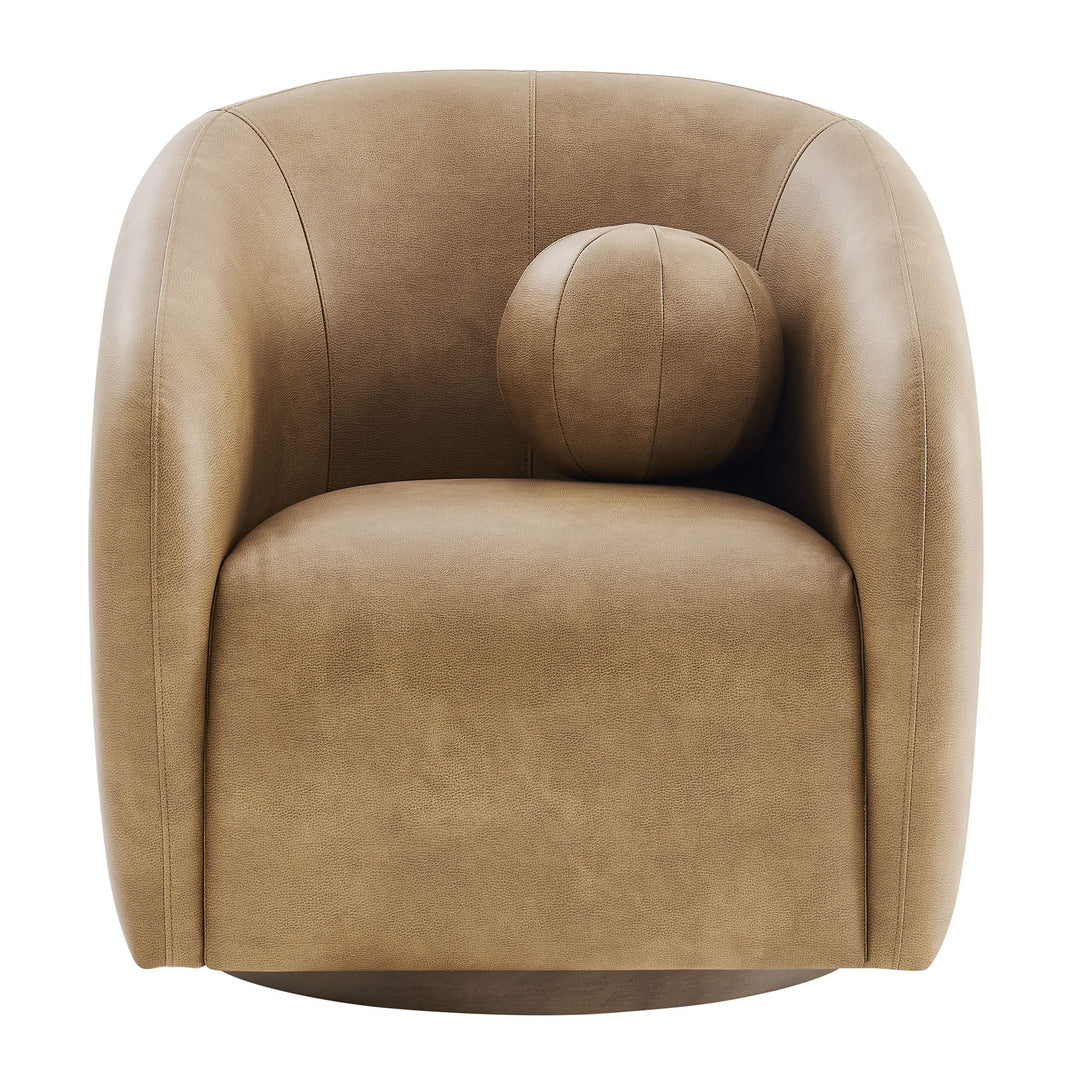 Holland Swivel Vegan Leather Armchair in Toast