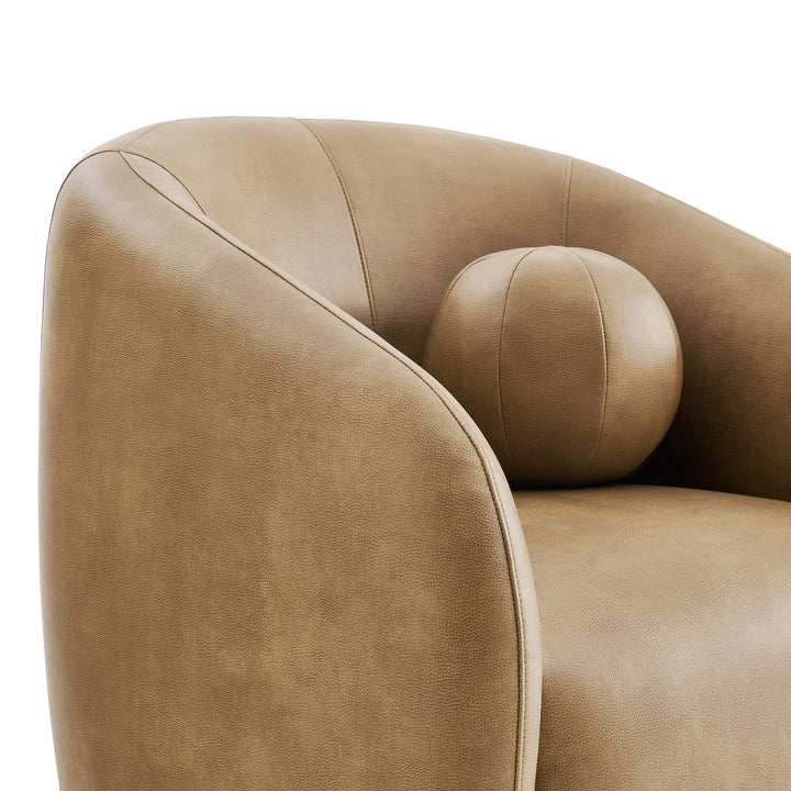 Holland Swivel Vegan Leather Armchair in Toast