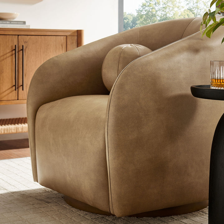 Holland Swivel Vegan Leather Armchair in Toast