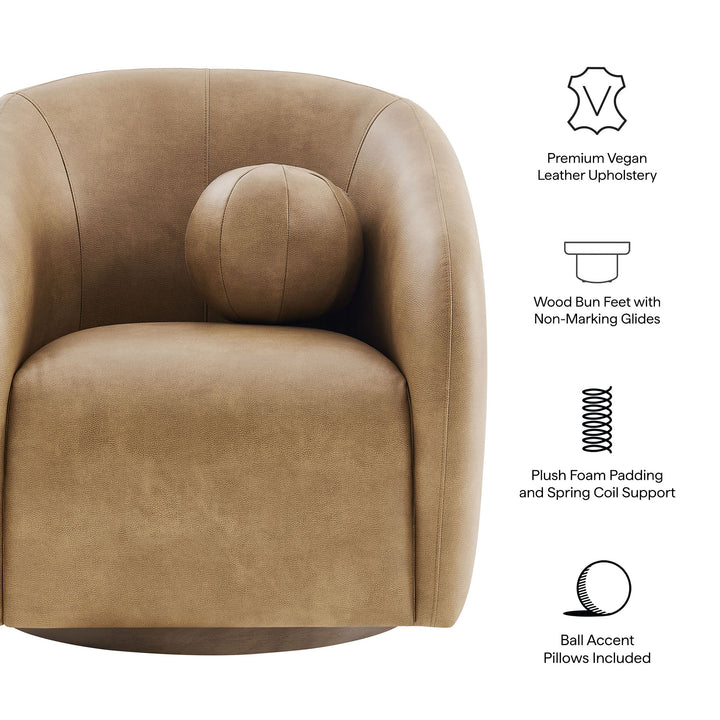 Holland Swivel Vegan Leather Armchair in Toast