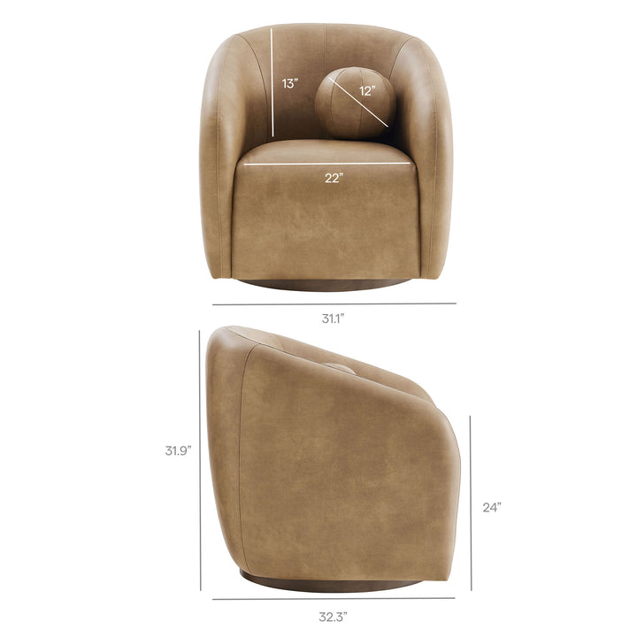 Holland Swivel Vegan Leather Armchair in Toast