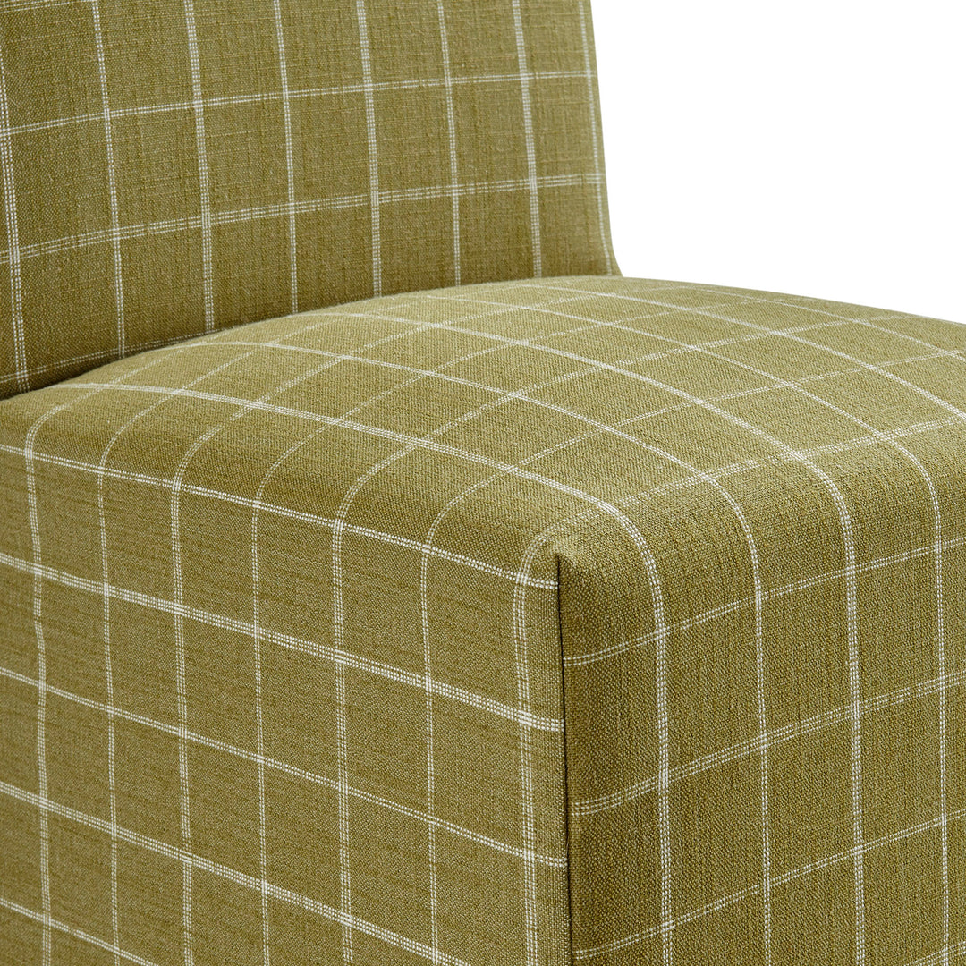 Aster Linen Cotton Blend Slipcovered Dining Chairs Set of 2 in Artichoke Windowpane Check