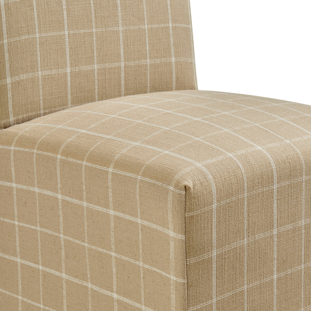 Aster Linen Cotton Blend Slipcovered Dining Chairs Set of 2 in Hemp Windowpane Check