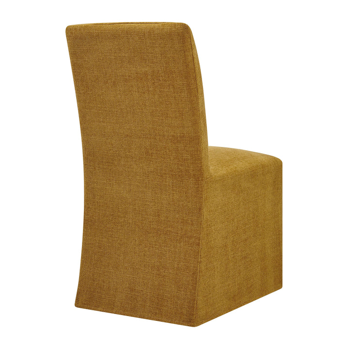 Aster Slub Weave Fabric Slipcovered Dining Chairs Set of 2 in Copper