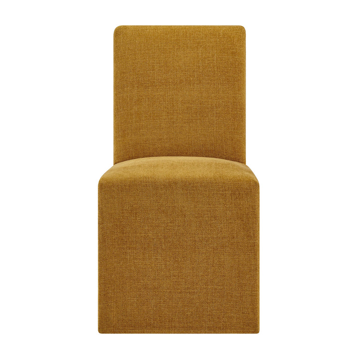 Aster Slub Weave Fabric Slipcovered Dining Chairs Set of 2 in Copper