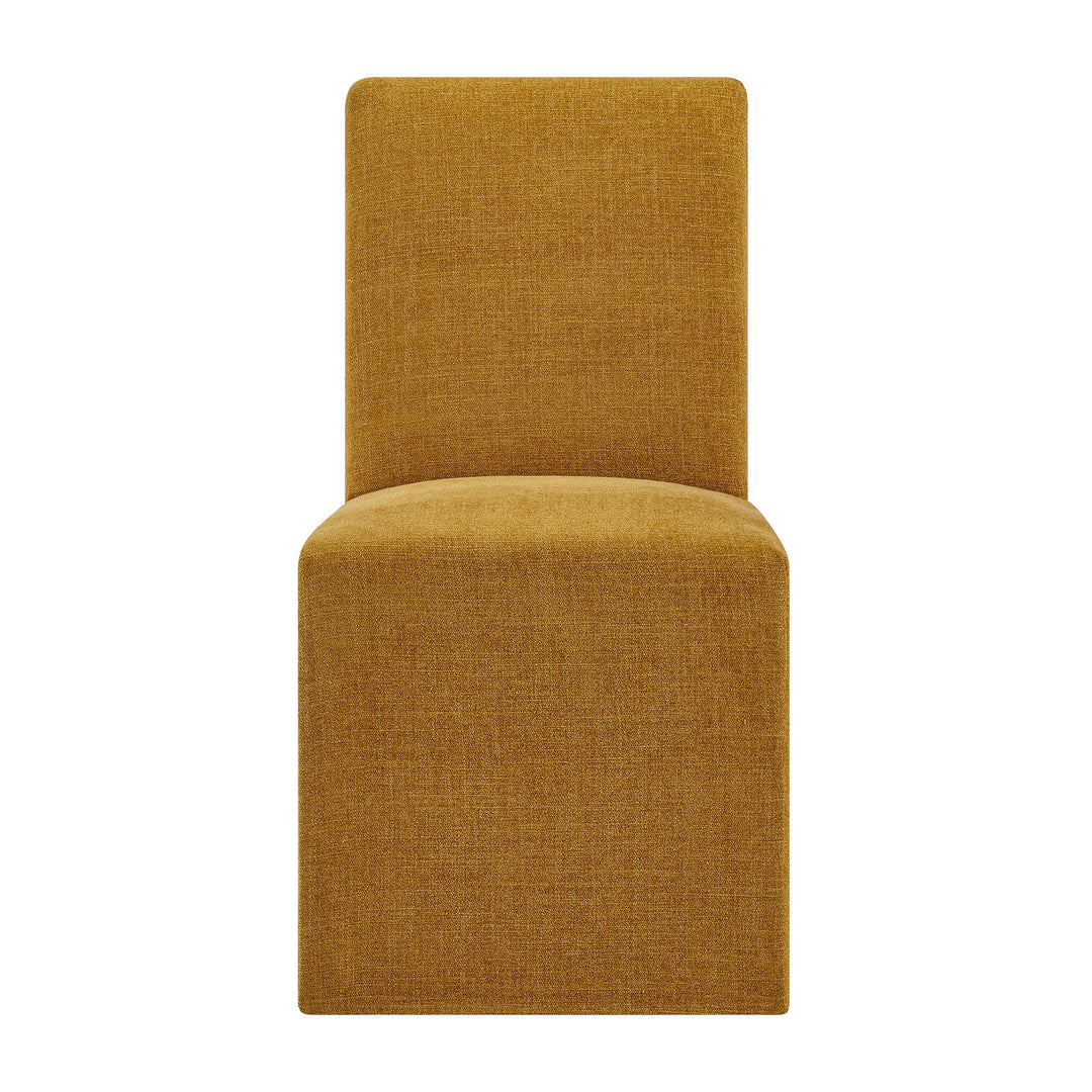 Aster Slub Weave Fabric Slipcovered Dining Chairs Set of 2 in Copper