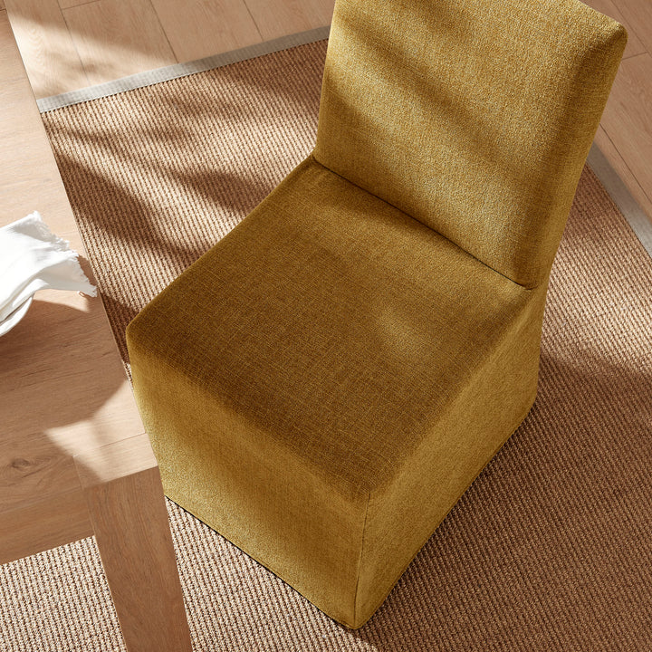 Aster Slub Weave Fabric Slipcovered Dining Chairs Set of 2 in Copper