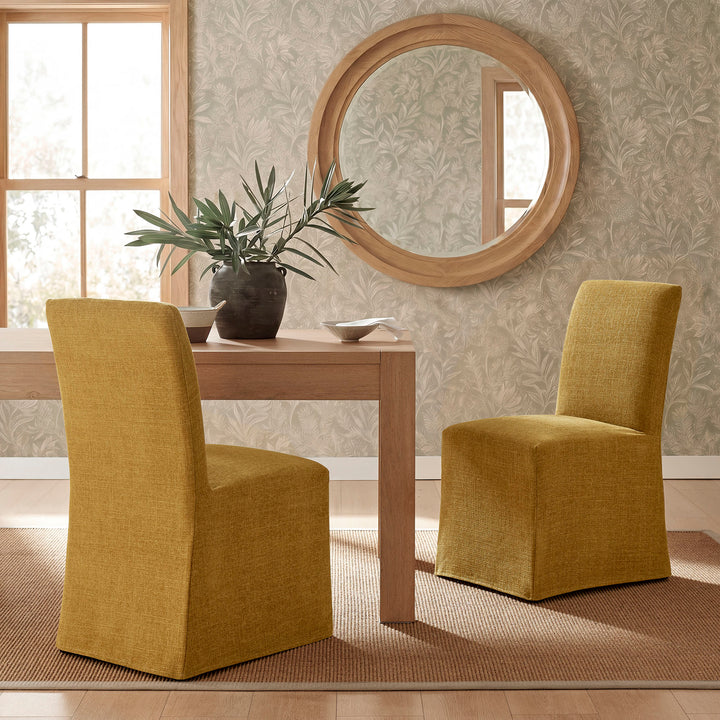 Aster Slub Weave Fabric Slipcovered Dining Chairs Set of 2 in Copper