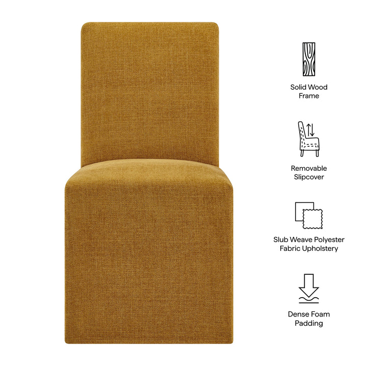 Aster Slub Weave Fabric Slipcovered Dining Chairs Set of 2 in Copper