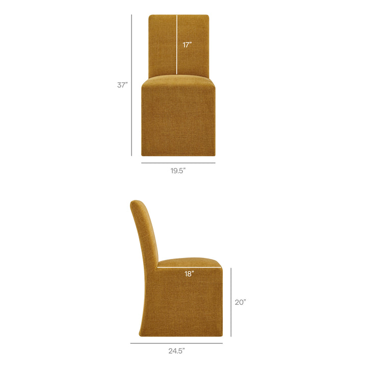 Aster Slub Weave Fabric Slipcovered Dining Chairs Set of 2 in Copper