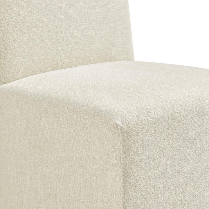 Aster Slub Weave Fabric Slipcovered Dining Chairs Set of 2 in Ecru
