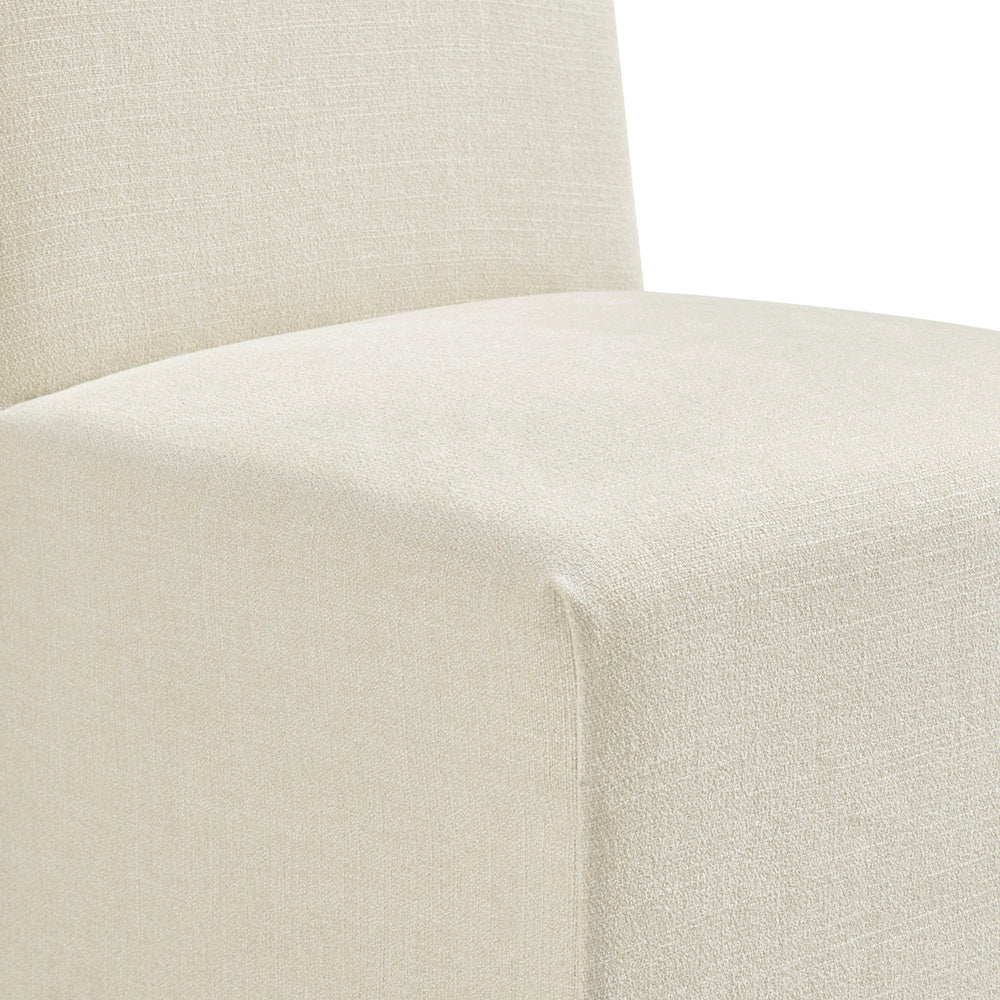 Aster Slub Weave Fabric Slipcovered Dining Chairs Set of 2 in Ecru