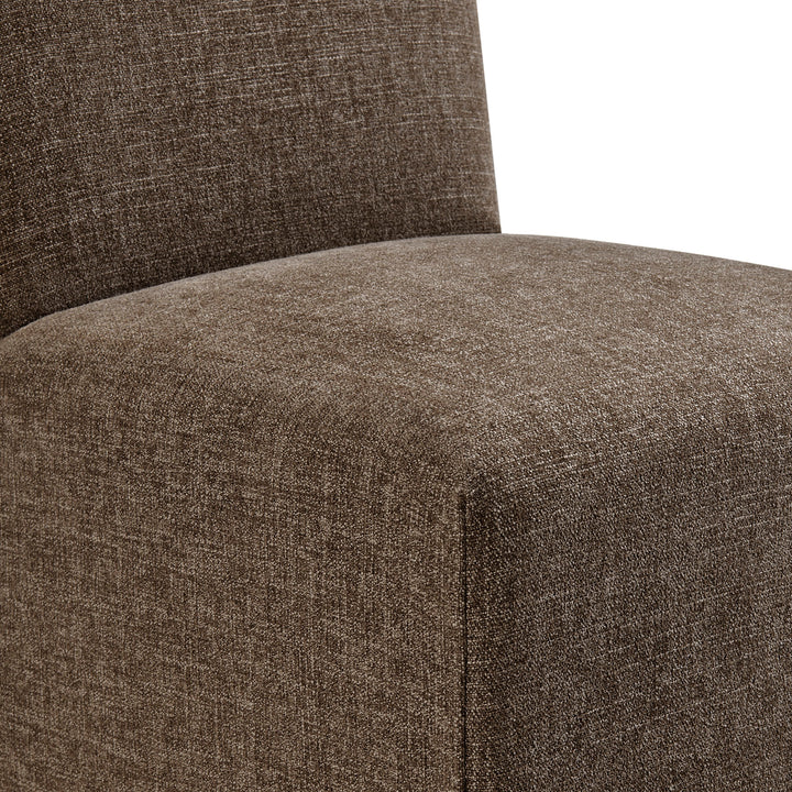Aster Slub Weave Fabric Slipcovered Dining Chairs Set of 2 in Mocha