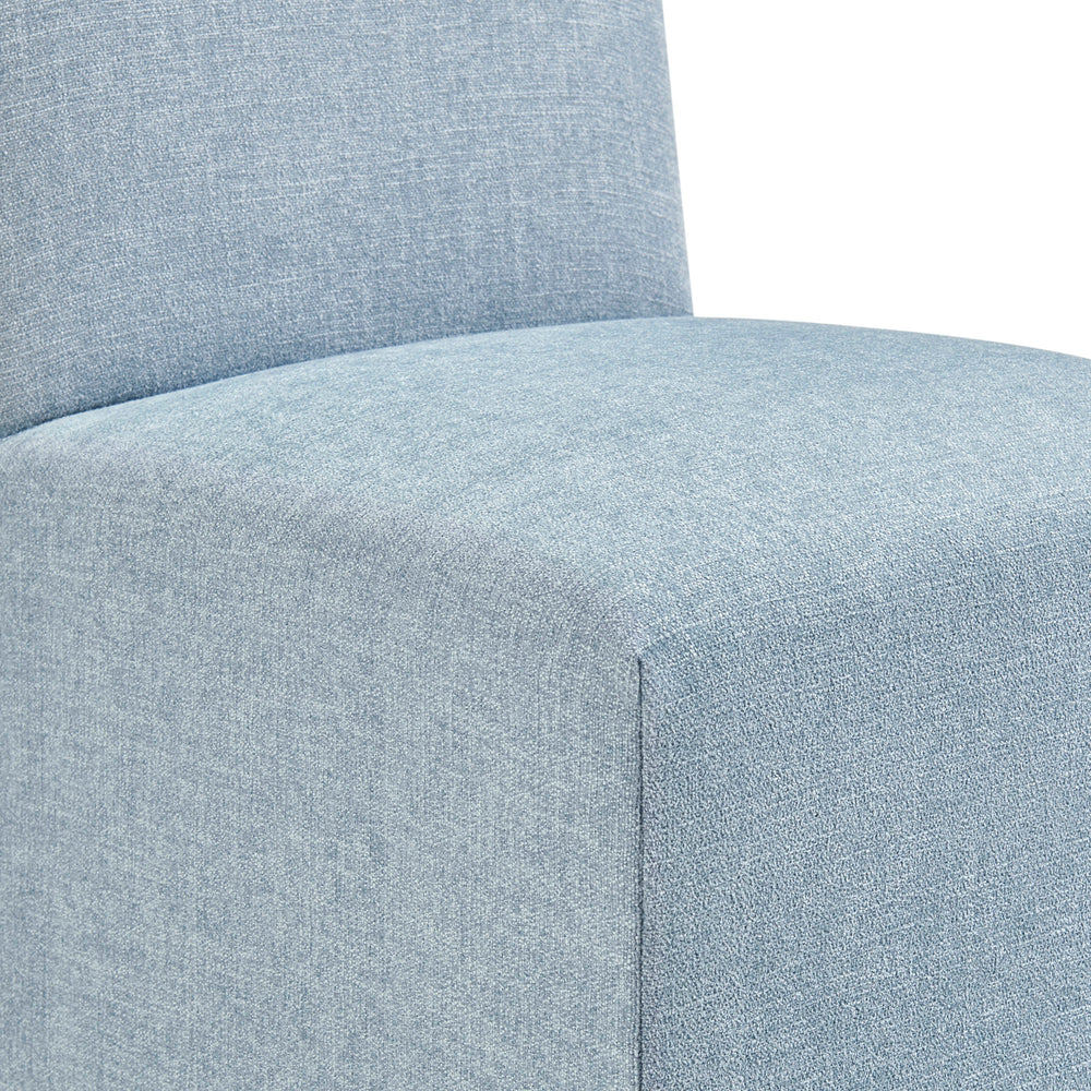 Aster Slub Weave Fabric Slipcovered Dining Chairs Set of 2 in Sky