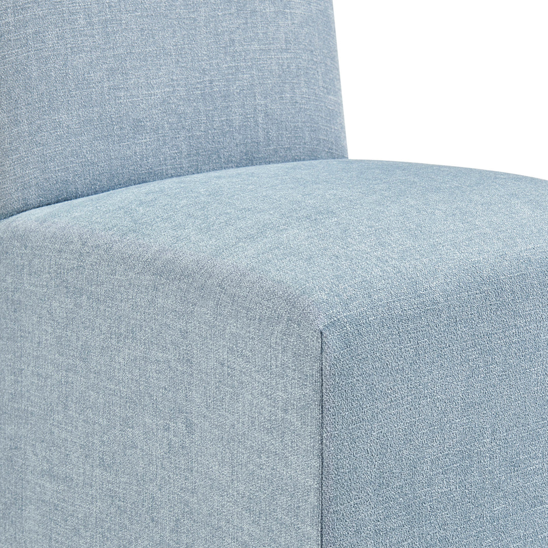 Aster Slub Weave Fabric Slipcovered Dining Chairs Set of 2 in Sky