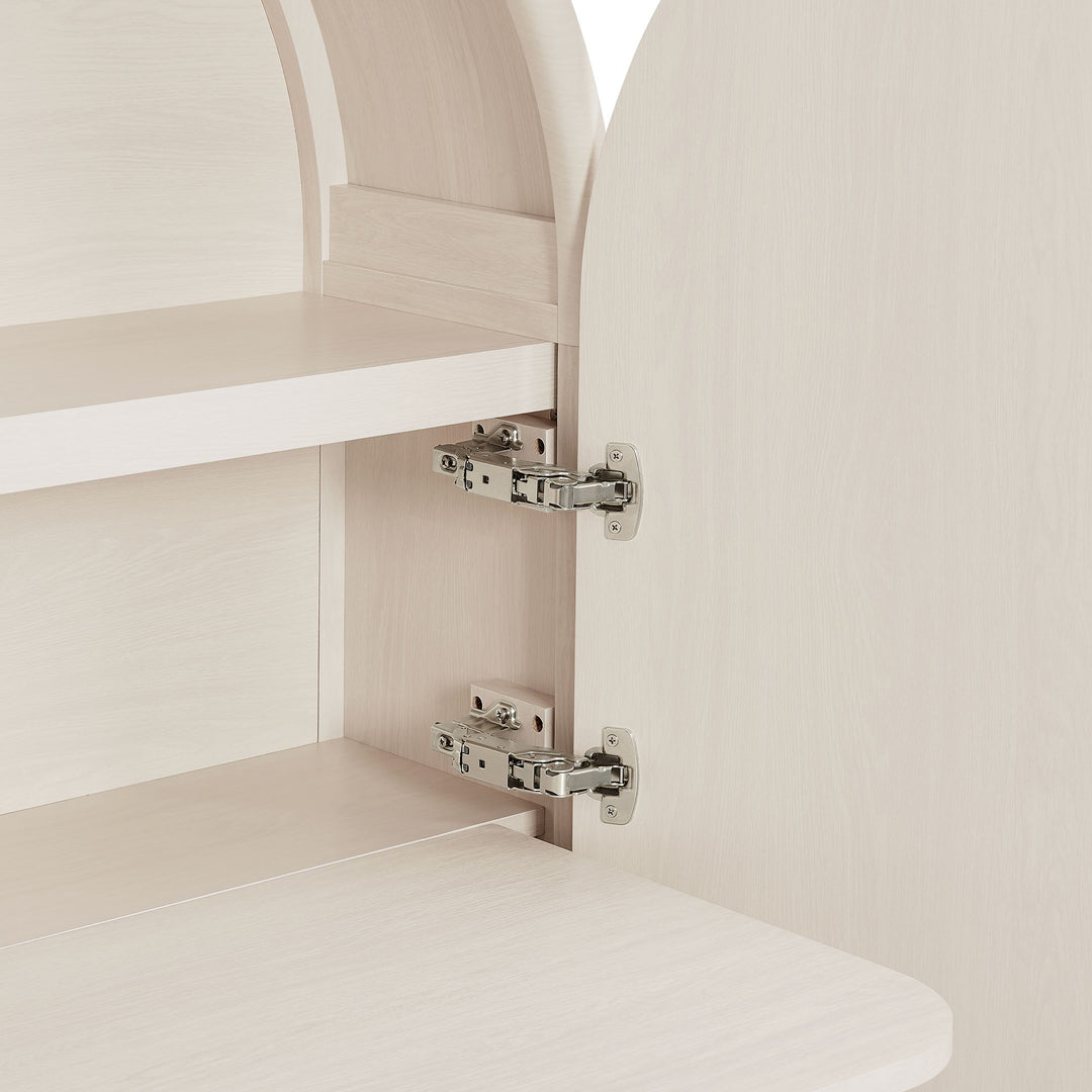 Bellamy Arched Fold-Out Desk Cabinet in Ash