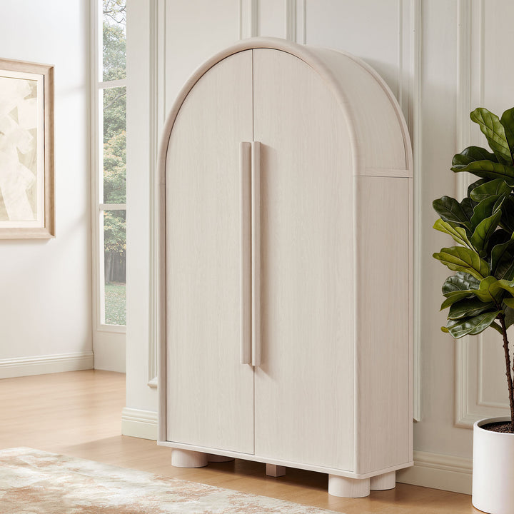 Bellamy Arched Fold-Out Desk Cabinet in Ash