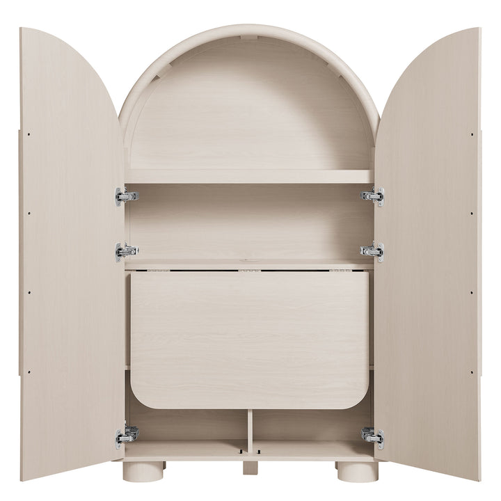 Bellamy Arched Fold-Out Desk Cabinet in Ash