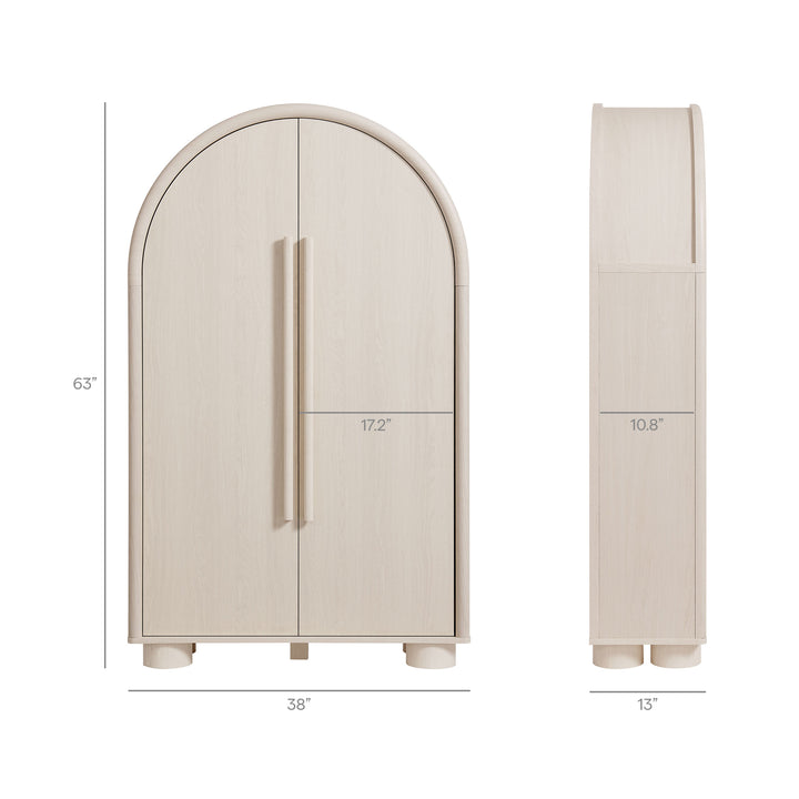Bellamy Arched Fold-Out Desk Cabinet in Ash