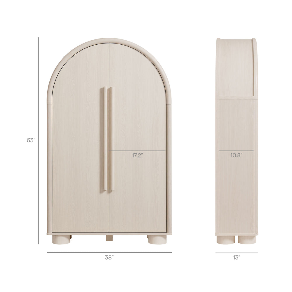 Bellamy Arched Fold-Out Desk Cabinet in Ash
