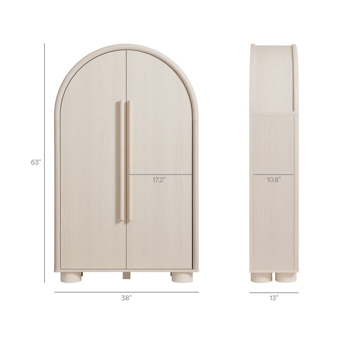 Bellamy Arched Fold-Out Desk Cabinet in Ash