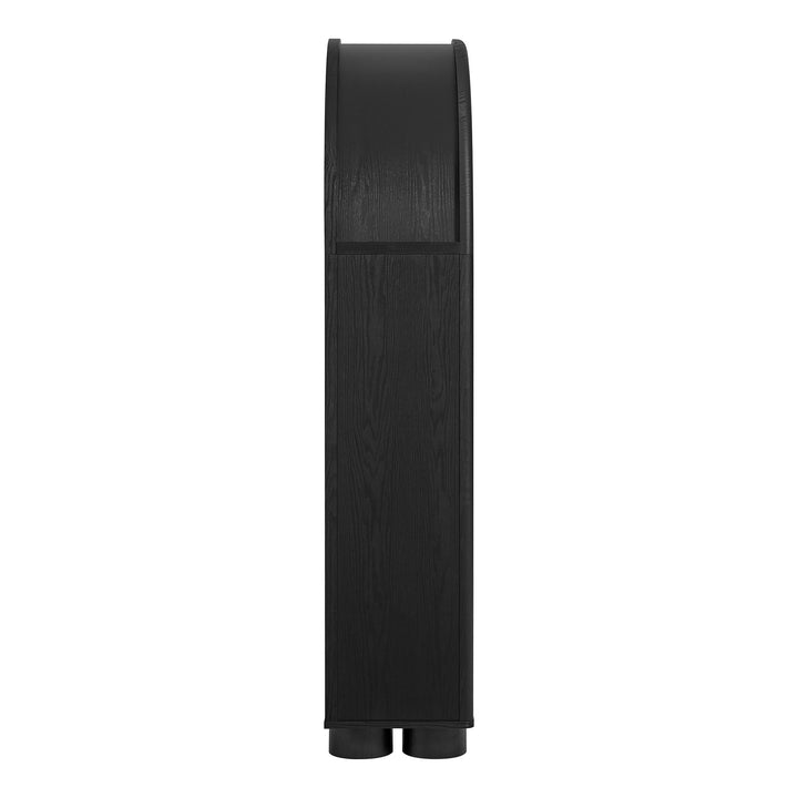 Bellamy Arched Fold-Out Desk Cabinet in Black Oak