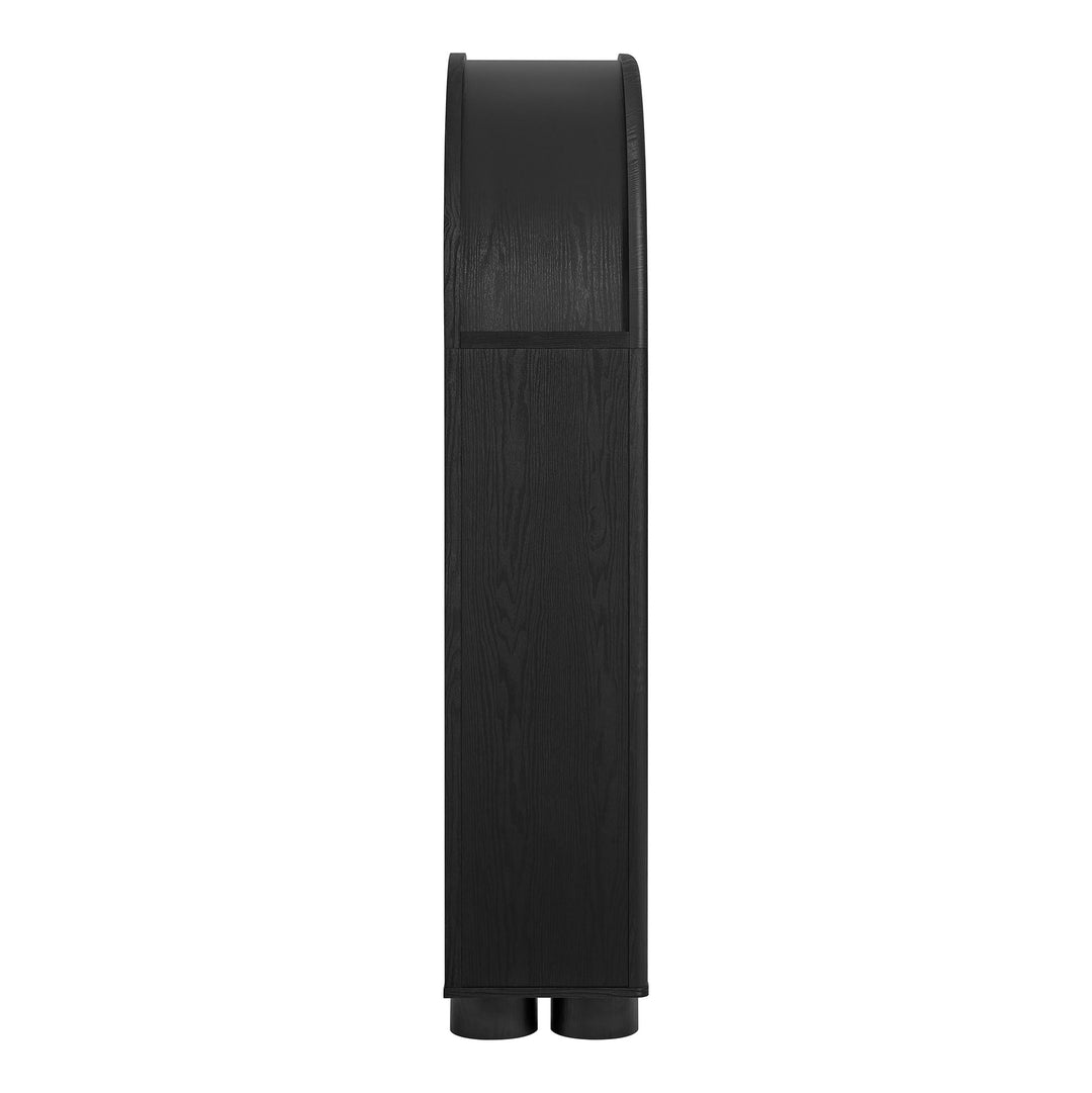 Bellamy Arched Fold-Out Desk Cabinet in Black Oak