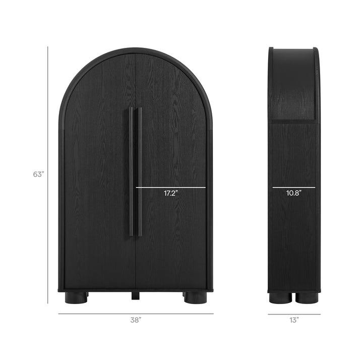 Bellamy Arched Fold-Out Desk Cabinet in Black Oak