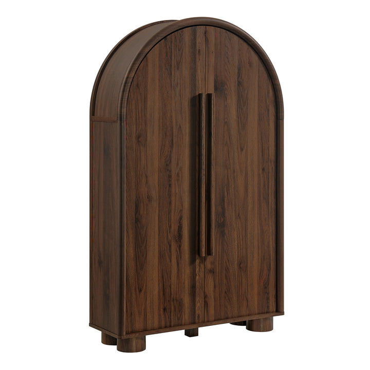 Bellamy Arched Fold-Out Desk Cabinet in Walnut
